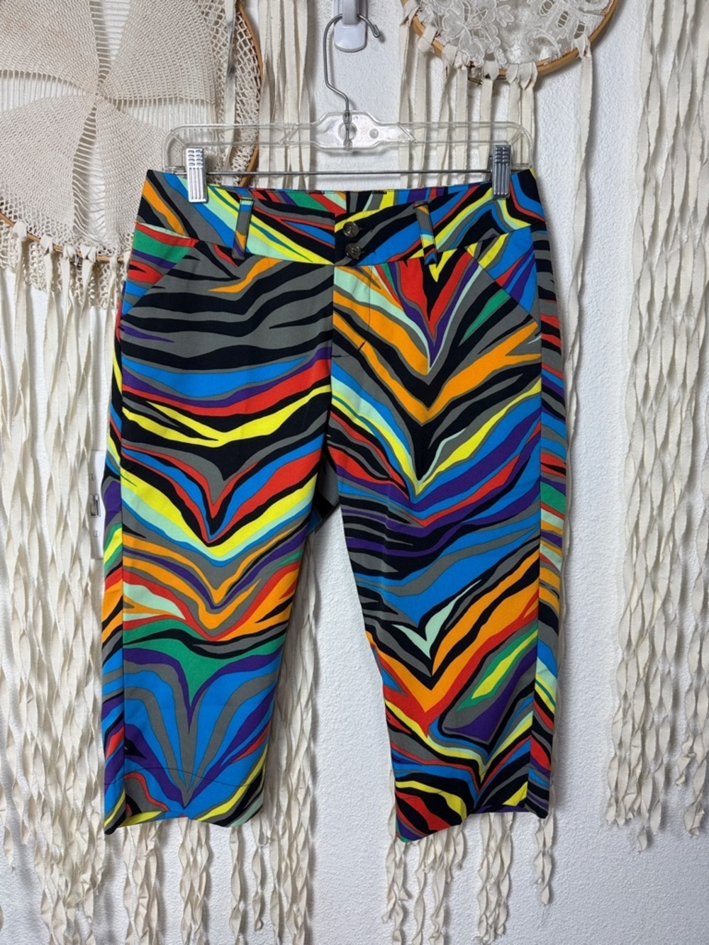 Loudmouth Ladies Golf Capri in "Jungle Bogey" Multicolor Zebra Print US2